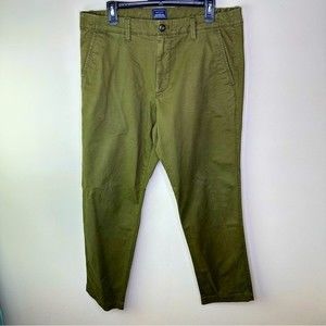 Gap Mens Khakis Lived in Straight Stretch 34x32 Excellent Condition Olive Green